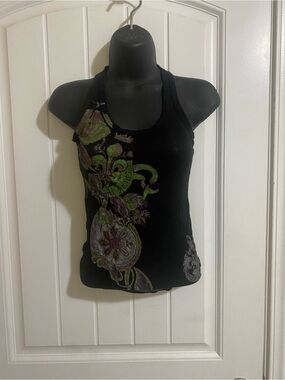 Y2K DKNY Floral Print Racerback Tank Top